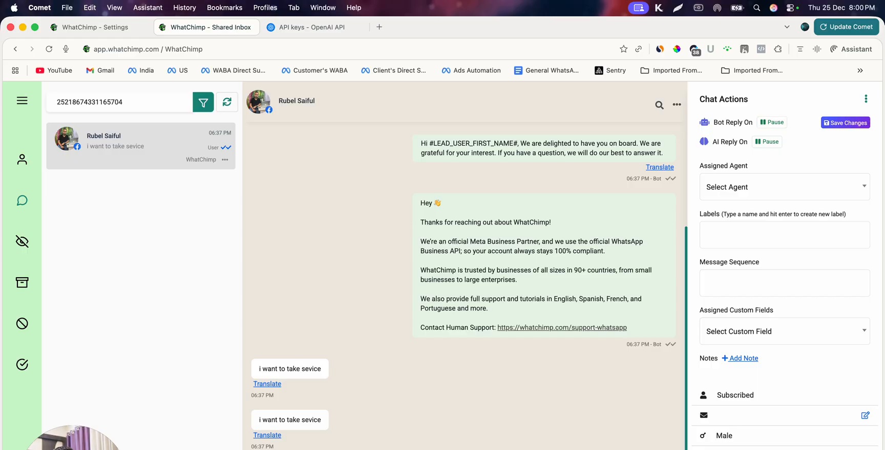 Testing AI rewrite in the Omnichannel Inbox