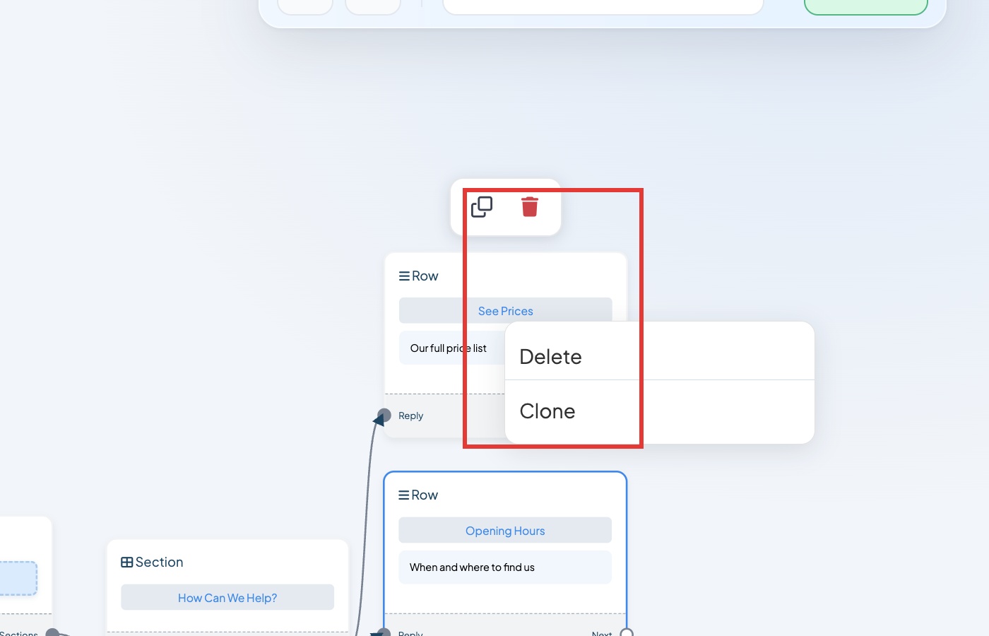 Right-click, then Clone
