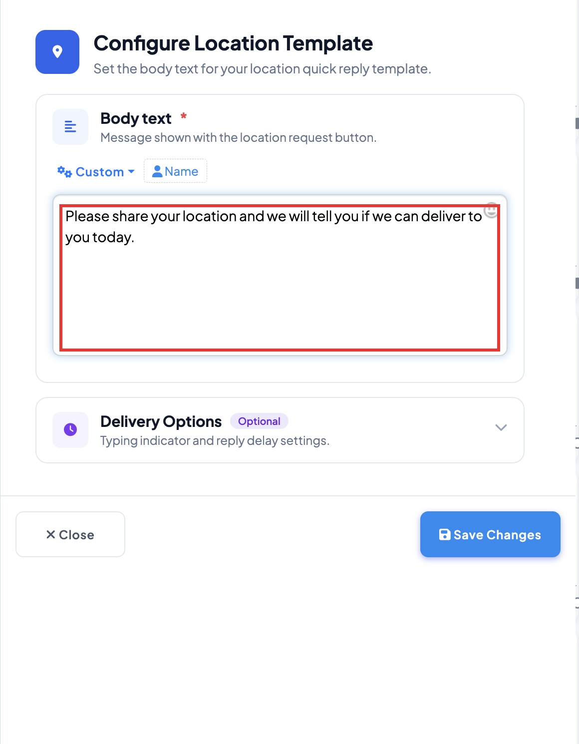 Typing the location message