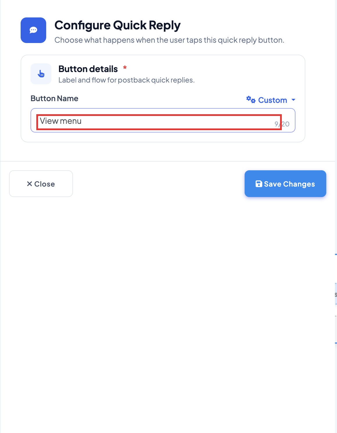 Naming the menu button