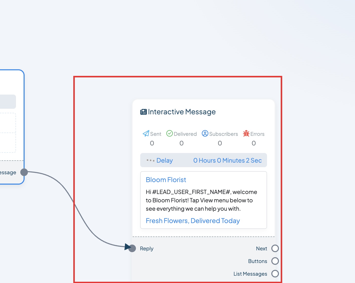 The welcome message block