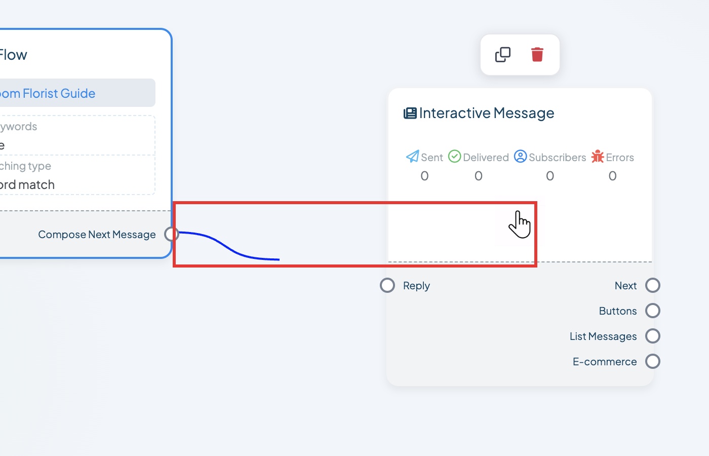 Drawing a line from Start Bot Flow