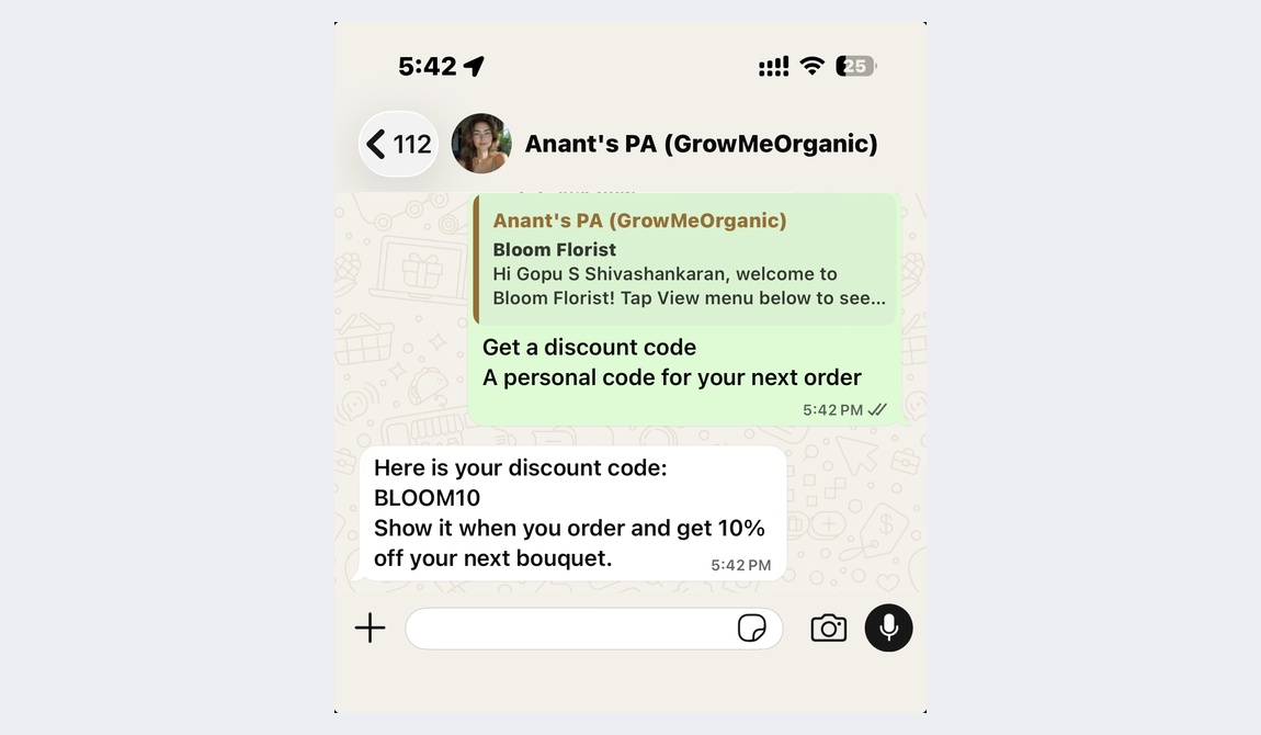 The discount code on the phone