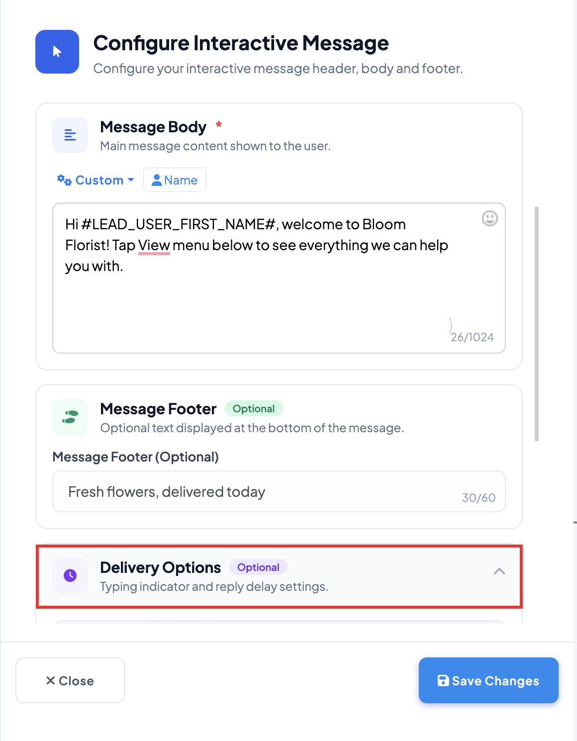 Opening Delivery Options