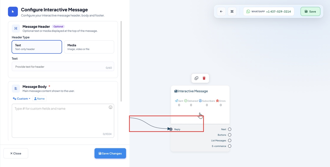 The blocks joined and the settings open