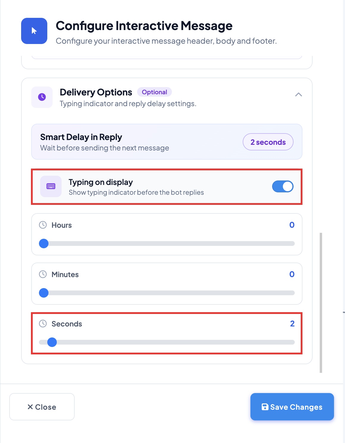 Setting the typing delay