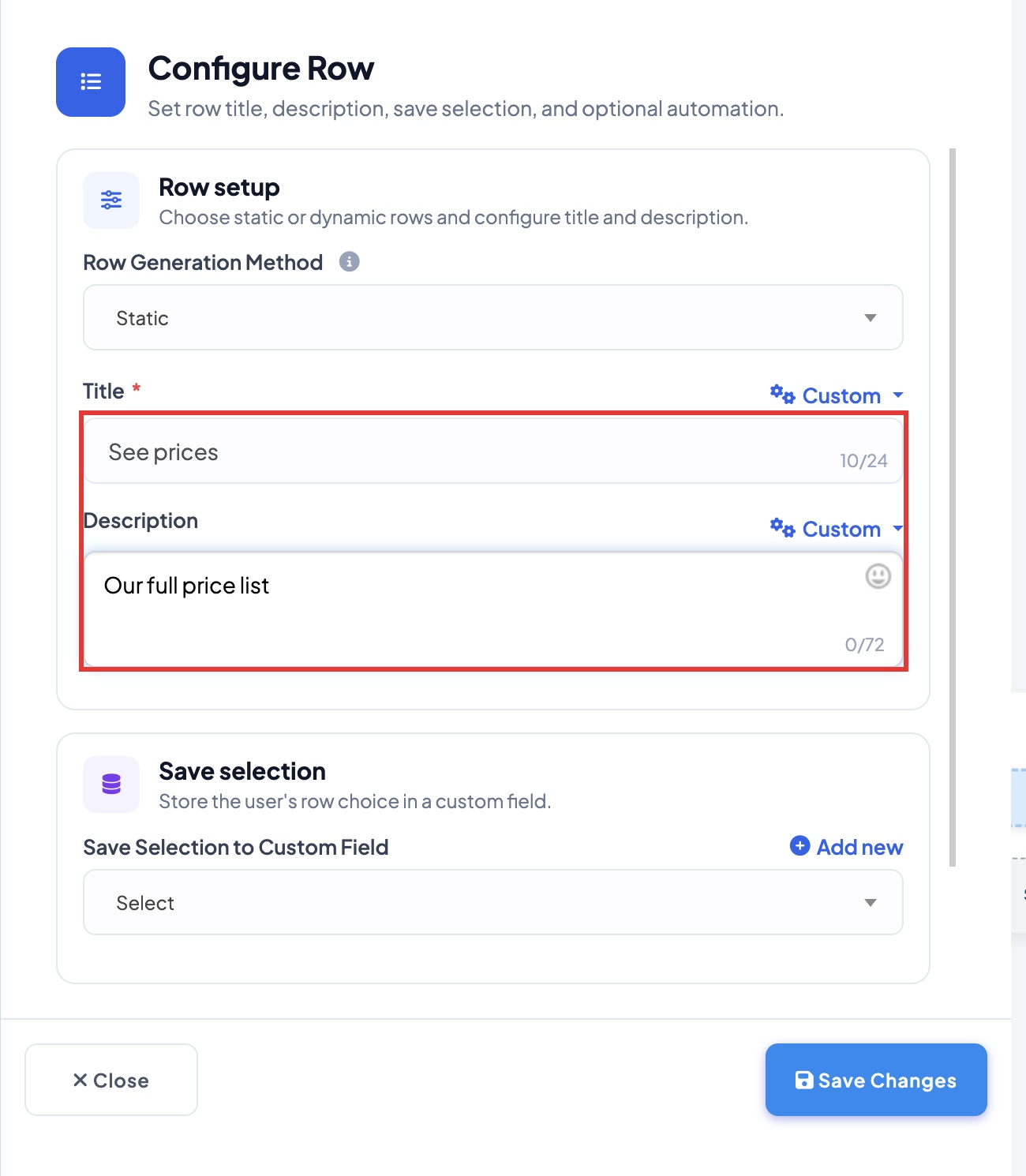 Naming the first option