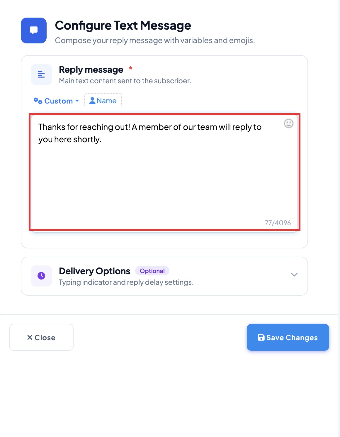 Typing the message