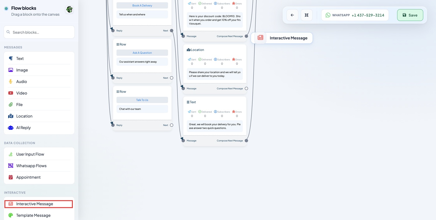 Dragging Interactive Message