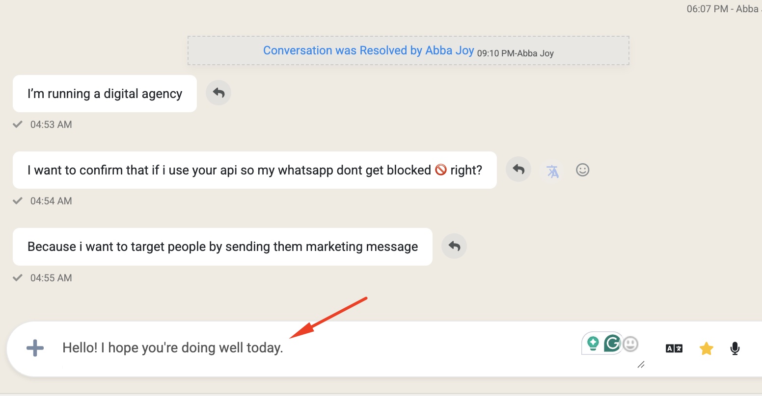 Your message is automatically rewritten to be more professional