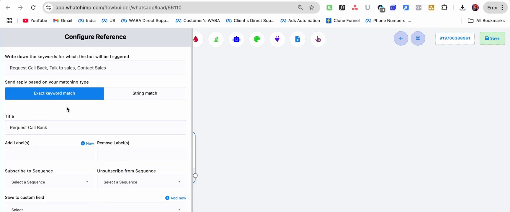 Configure Reference with trigger keywords