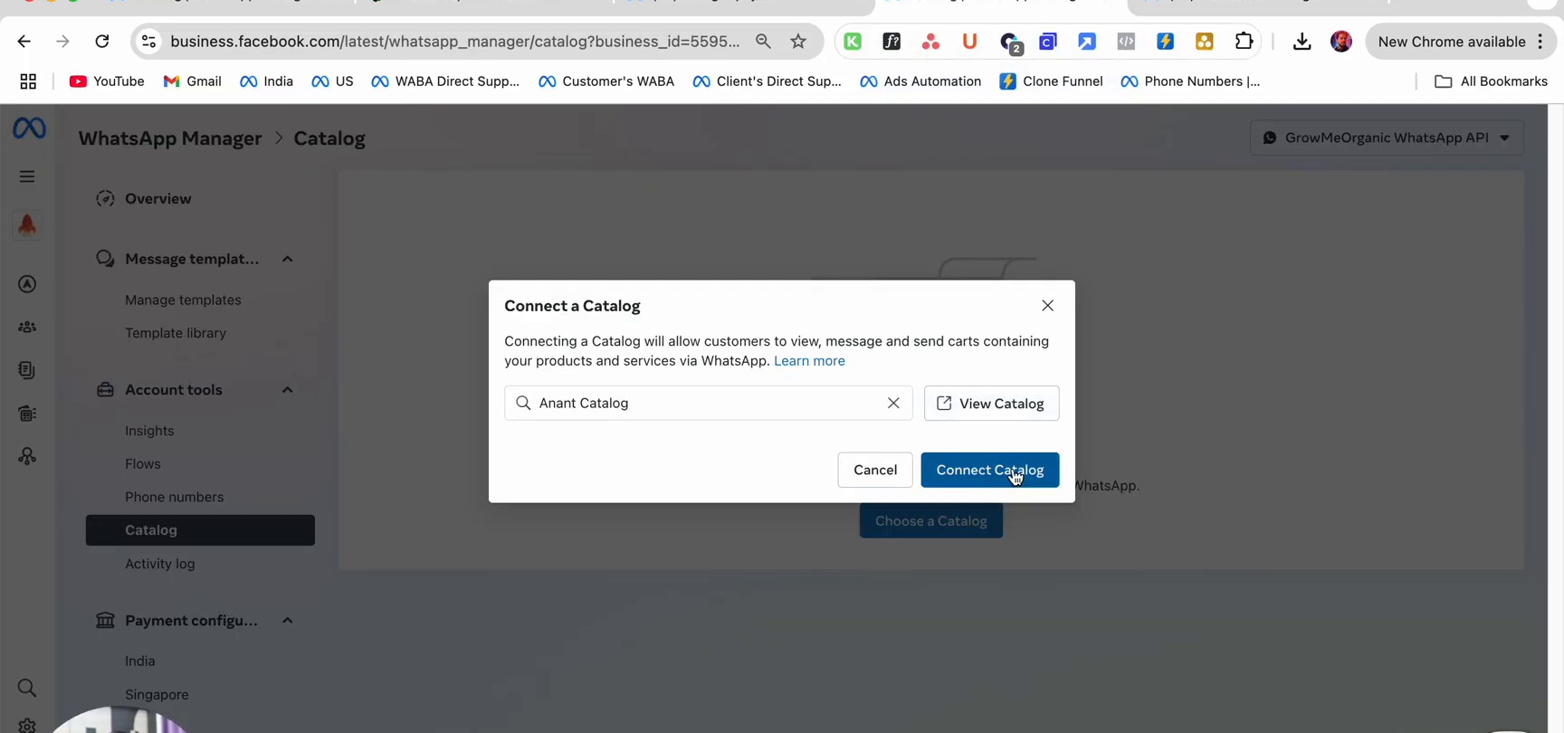 Connect a Catalog dialog