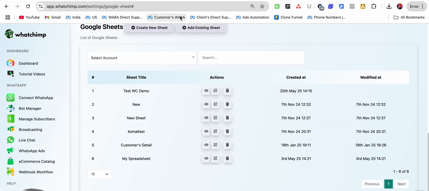 Sheet list with multiple entries