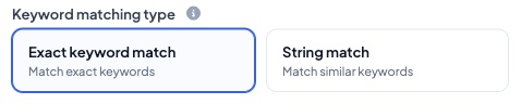 Exact keyword match and String match