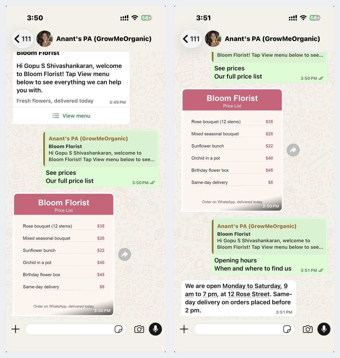 See prices and Opening hours on the phone