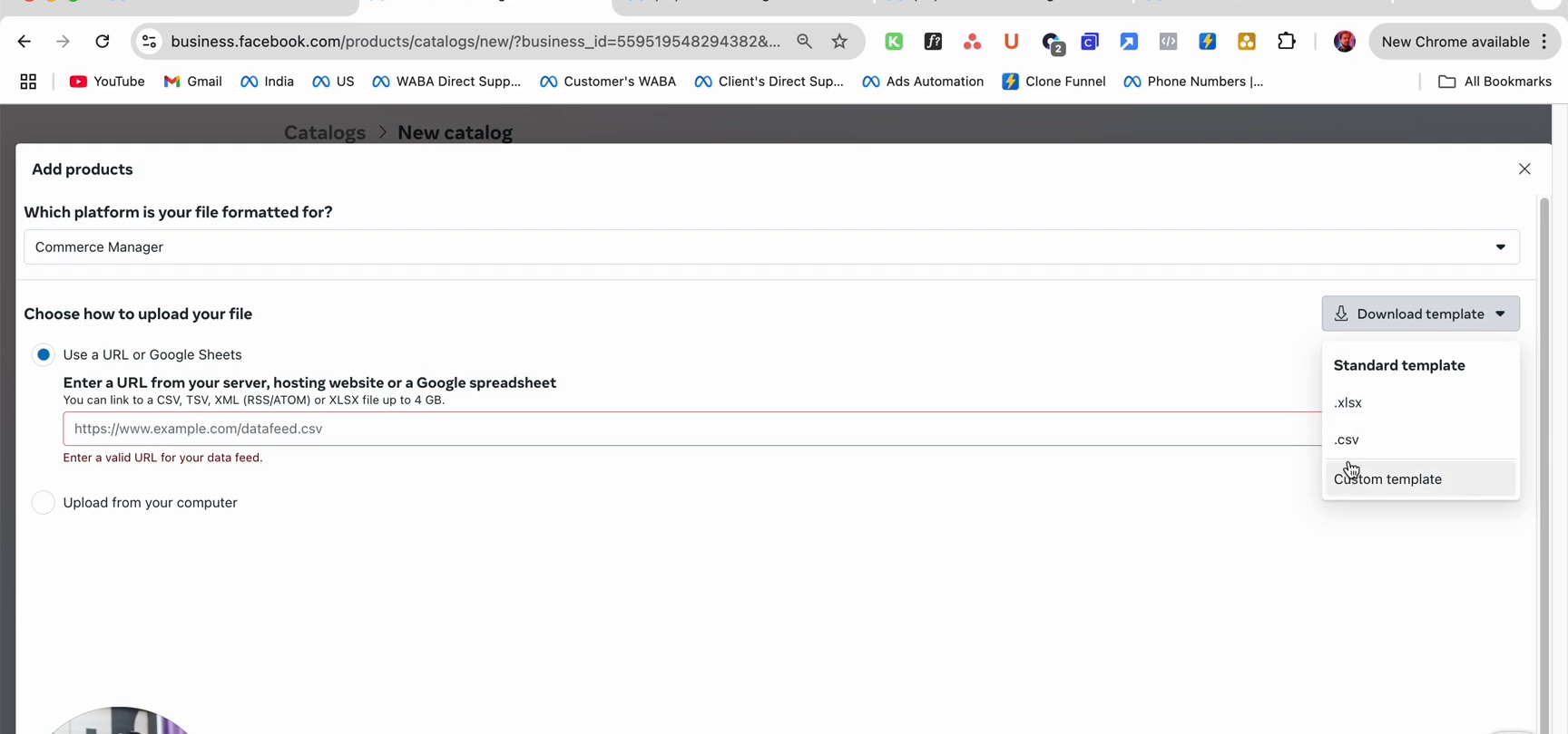 Add products upload options
