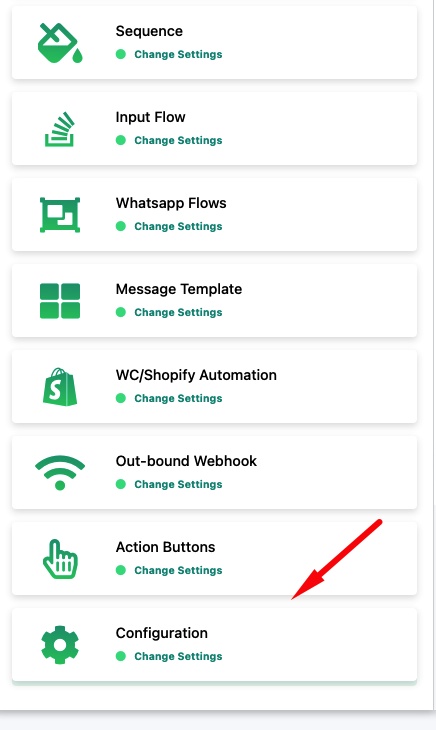 Configuration option in Bot Manager sidebar