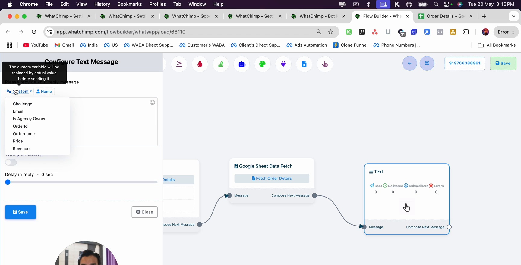 Bot flow with Google Sheet Data Fetch node