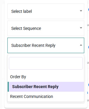 Recent Reply filter showing sorting options
