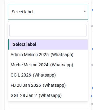 Label filter dropdown showing available labels