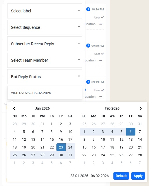 Date Range filter with calendar picker
