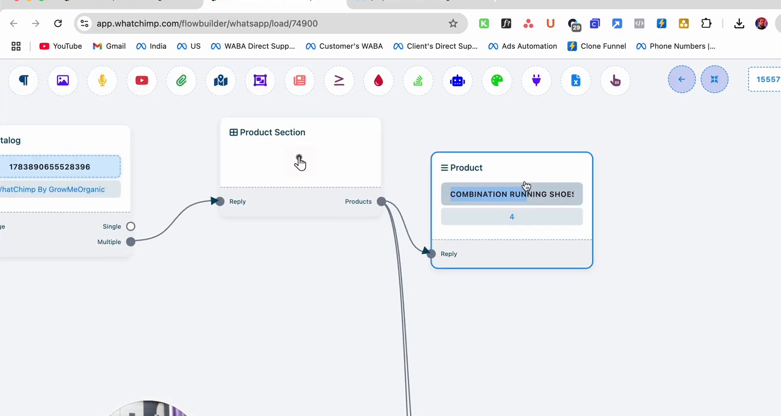 Product nodes with specific items