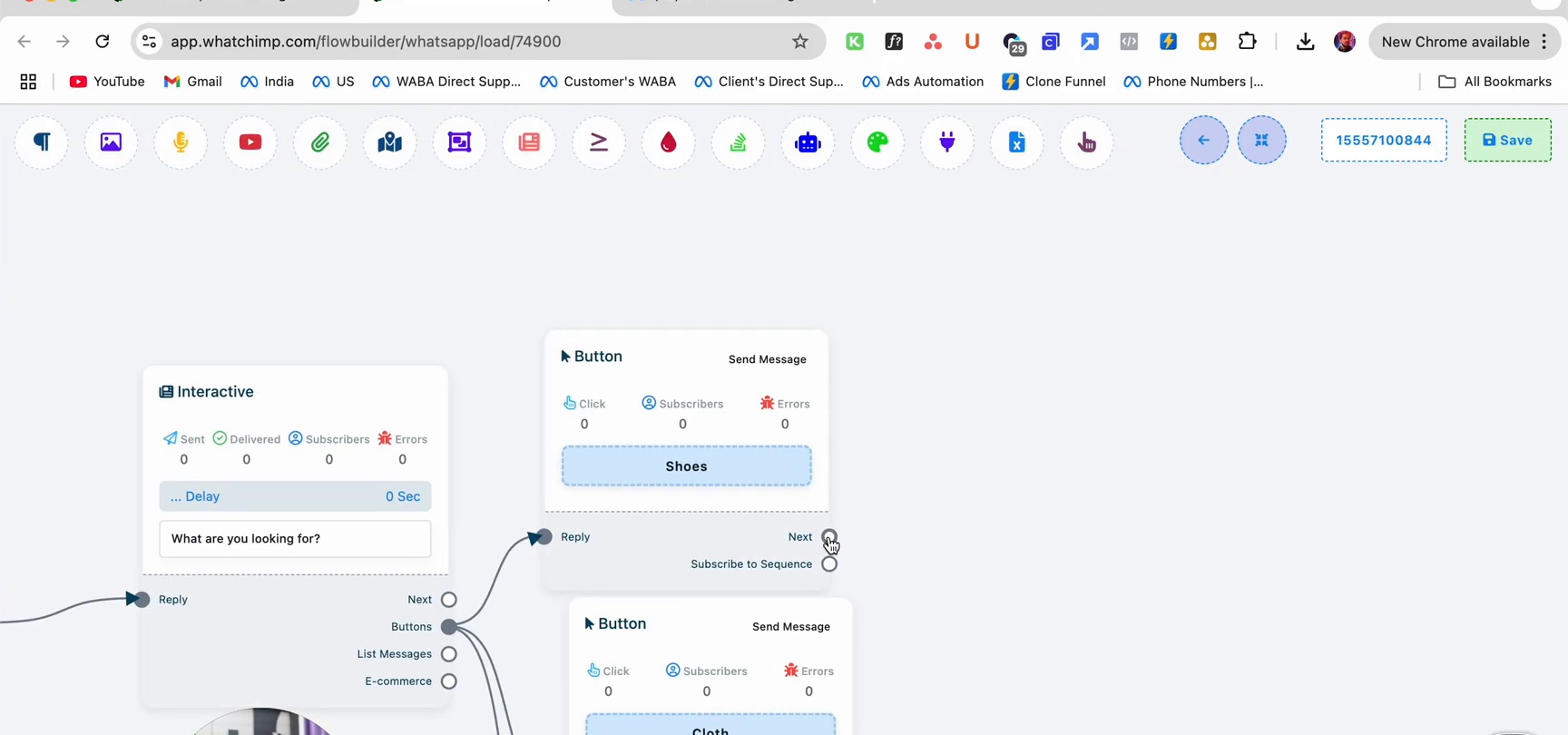 Button branching in the flow builder