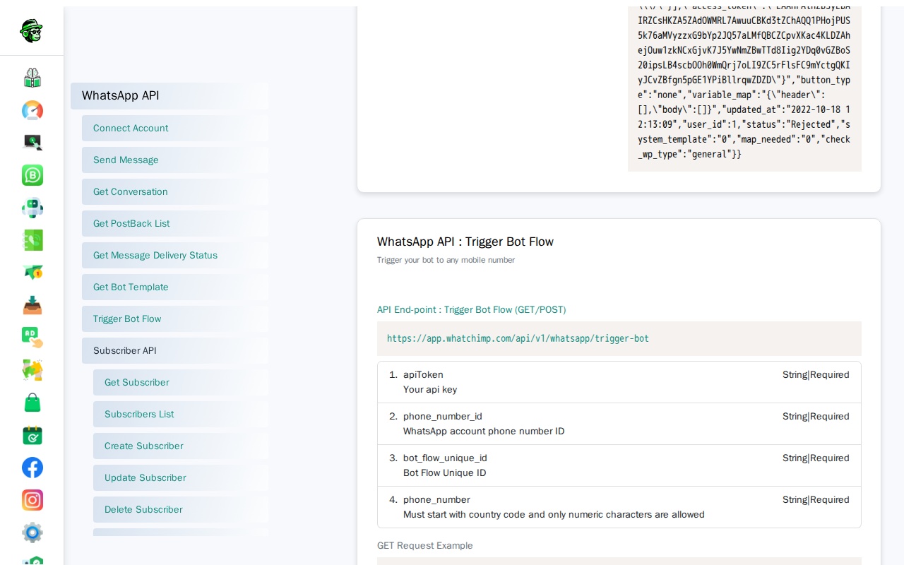 Trigger Bot Flow endpoint in the API console