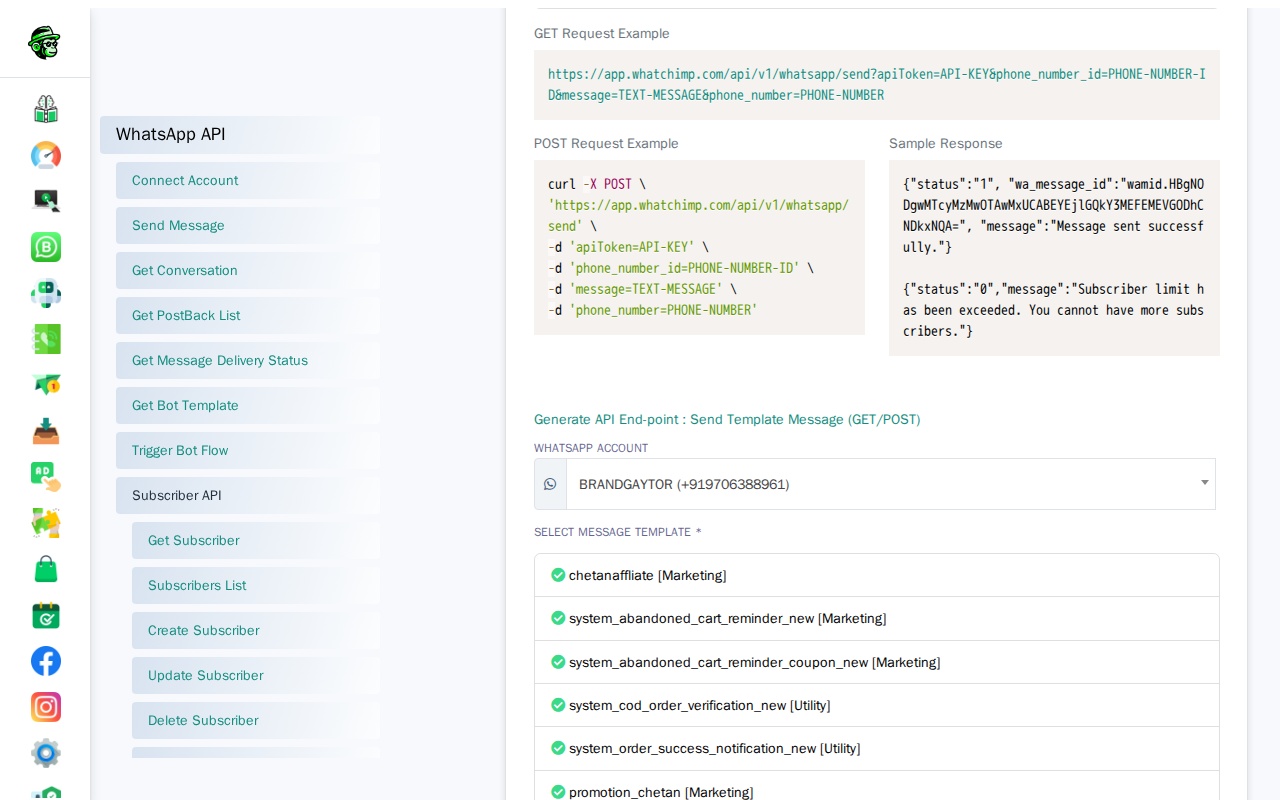 Send Template Messages with Variables via WhatChimp API — WhatChimp Docs