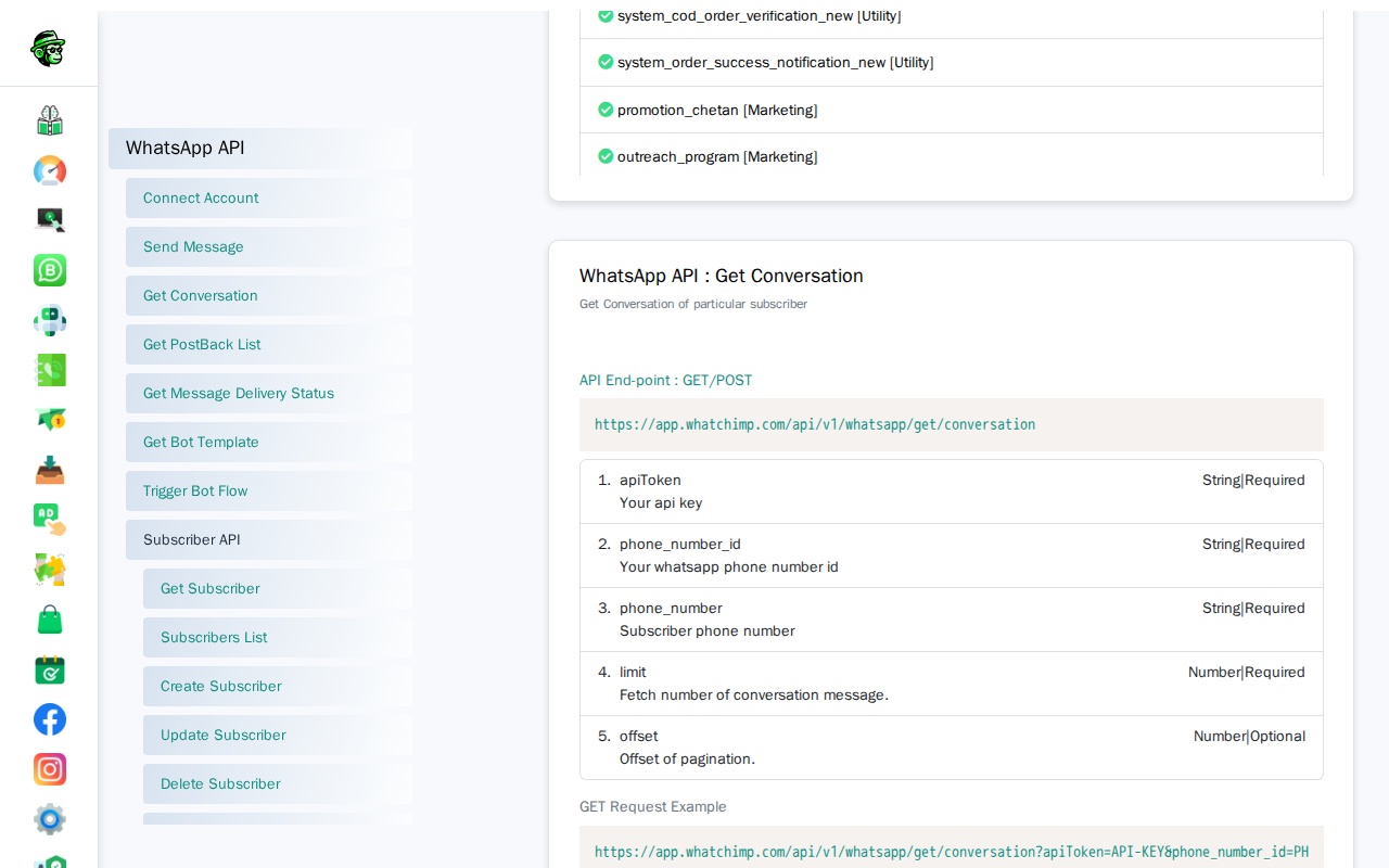 Get Conversation History via WhatChimp API — WhatChimp Docs